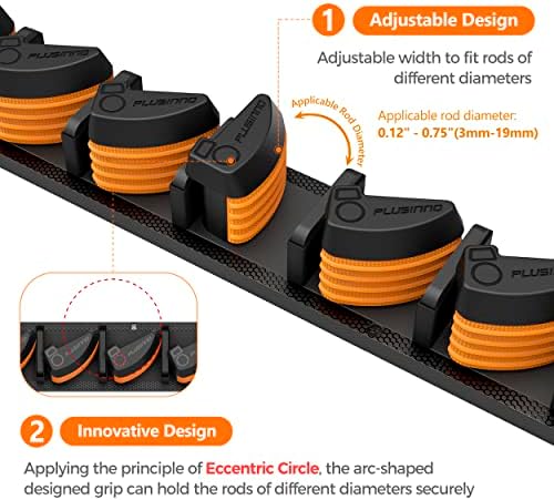 PLUSINNO V9 Fishing Rod Holder, Wall‑Mount Pole Holders for 9 Rod & Combos - Image 4