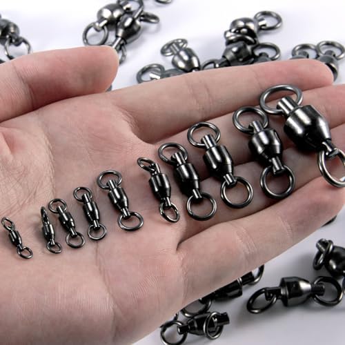 Alwonder 30-Pack Fishing Swivels Ball Bearing Swivels Fishing Tackle, High Strength Stainless Steel Solid Welded Rings Barrel Swivel Hook Line Connector with Black Nickel Coating Saltwater Freshwater - Image 7