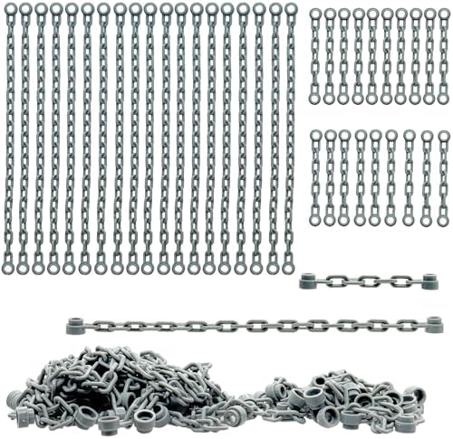 Taken All MOC Building Block Chain Links Accessories Chain Rope with End Studs Bricks Bulk Parts DIY Construction Toys Compatible with Major Brand for Kids 6Y+ (Light Gray) by Taken+All
