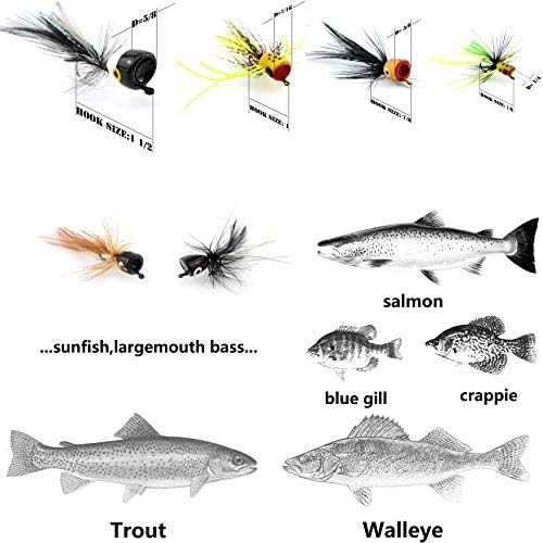 Fly Fishing Flies Kit/Trout/Salmon/bass Flies Streamers Dry/Wet Flies.Nymphs,Fly Poppers (with Waterproof Fly Box) - Image 3