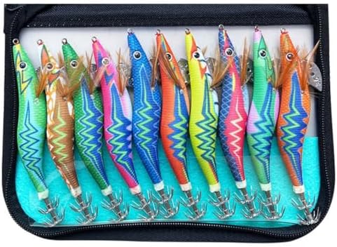 10PCS 13cm Fishing Lure Set, Luminous Squid Jig Shrimp Fishing Lure Luminous Squid for Sea Fish by HOUSON
