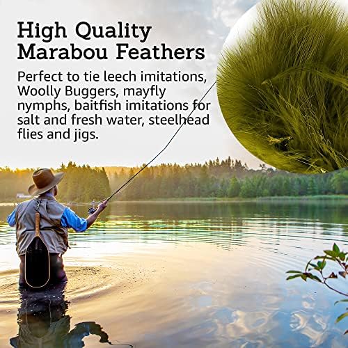 Creative Angler Strung Marabou Bird Feathers for Tying Fly Fishing Flies - Fly Tying Accessories - Perfect Choice for Tail & Wings and Easy to Tie On The Lure - Image 6