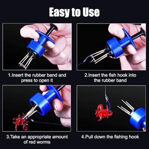 Pellet Bait Bands, 2PCS Pellet Bander Tool Fishing Lures Tool with 2MM 20000 Rubber Rings for Outdoor Fishing Bait - Image 3
