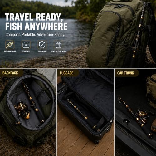 Telescopic Fishing Combo, 6FT Carbon Fiber Rod with 3000 Spinning Reel, Lightweight Kit with Carrier Bag for Bass Trout Catfish Freshwater Saltwater Travel - Image 7