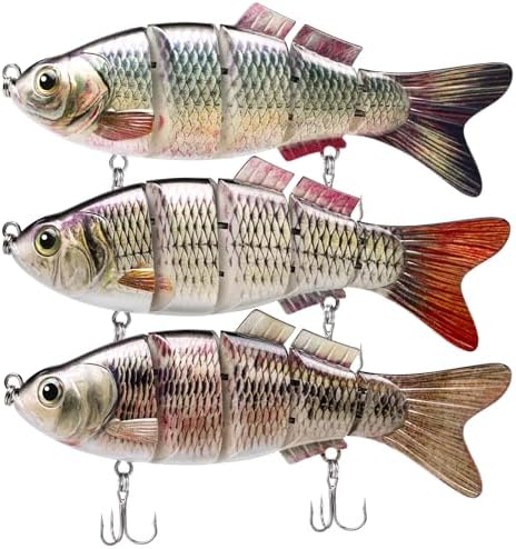 TRUSCEND Swimmax Easy Catch Fishing Lures with BKK Hooks, Wiggling, Vibrating, Rattling and Gurgling for More Bite, Heavy-Duty Dyneema Fiber Jointed Swimbaits for Bass, Trout, Walleye, Crappie, Pike by TRUSCEND