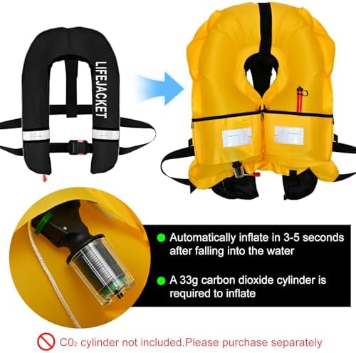 Adult Automatic PFD Vest, Inflatable Kayak Water Sports Vest for Kayaking SUP Paddleboarding Sailing Boating Fishing - Image 2