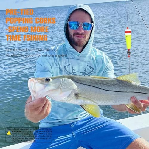 Dovesun Popping Cork Float Rig Weighted Fishing Bobbers Floats Fishing Corks Popping Corks for Saltwater Freshwater Fishing Tackle with 3 Size - Image 6