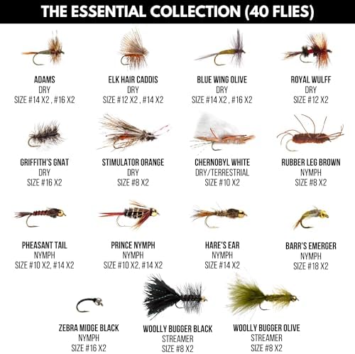 Ventures Fly Co. | 40 Premium Hand Tied Fly Fishing Flies Assortment | Fly Box Included | Dry, Wet, Nymphs, Streamers, Wooly Buggers, Terrestrials | Trout, Bass Lure Set, Kit - Image 2