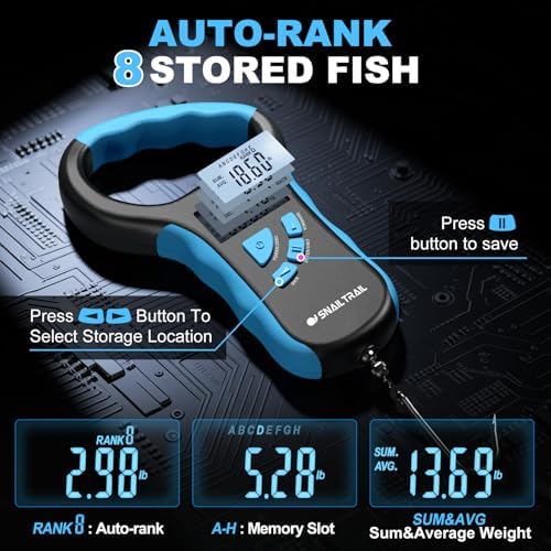 8-Slot Digital Fishing Scale with 4.6'' Lip Gripper & Auto-Rank Memory - Image 3