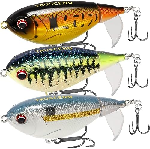 TRUSCEND Top Water Fishing Lures with BKK Hooks, Easy Catch Plopper Lure for Freshwater or Saltwater, Floating Lures for Bass, Pike, Catfish, Surface Wobble PoPobait Bass Baits Fishing Gifts for Men by TRUSCEND