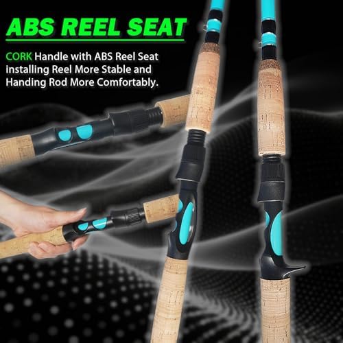 Medium Heavy Spinning Fishing Rod, 7' & 7'6" Carbon Graphite & Fiberglass Composite Rod, EVA Split Grip, Boat Rod for Bass, Trout, Catfish, Walleye, Saltwater & Freshwater Fishing - Image 2