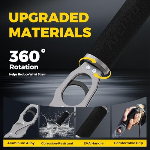 2-in-1 Fish Lip Gripper, One-Finger Operation Aluminum Alloy Fish Gripper with Scale, 60lb Weighing Fish Grabber for Large Fish, 360° Swivel Handle, Corrosion-Resistant for Saltwater & Freshwater - Image 3