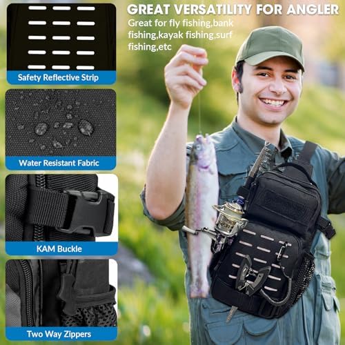 THKFISH 7Pcs Fishing Backpack with Fishing Pliers Kit, Tactical Fish Sling Tackle Bag Included Fishing Tackle kit, Digital Fishing Gear Weight Scale, Fish Hook Remover Tools - Image 3