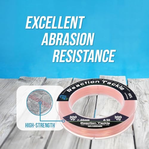 Reaction Tackle 100% Pure Fluorocarbon Fishing Line - High Strength, Abrasion-Resistant, Fast-Sinking, Virtually Invisible - Saltwater and Freshwater Leader Line - Image 3