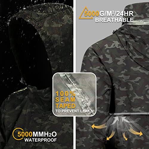 Outdoor Ventures Men's Rain Jacket Waterproof Lightweight Packable Pullover - Image 2