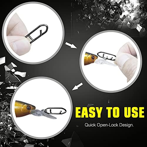 AMYSPORTS High Strength Fishing Snap Saltwater Stainless Connector Snaps Swivels Tackle Steel Power Fishing Clip Lure Quick Change Black Nickel - Image 3