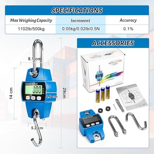 Digital Hanging Scale, 1100lb/500kg Crane Scale - Image 5