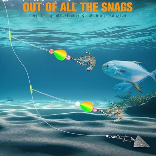 Dovesun 220/104/80/60/54/52/42pcs Pompano Rig Floats for Surf Fishing Foam Bobbers for Fishing Fly Fishing Bobbers Floats Bright Color Kit/Round/Cylindrical/Heart/Bullet/Pill/Spin Shape - Image 4