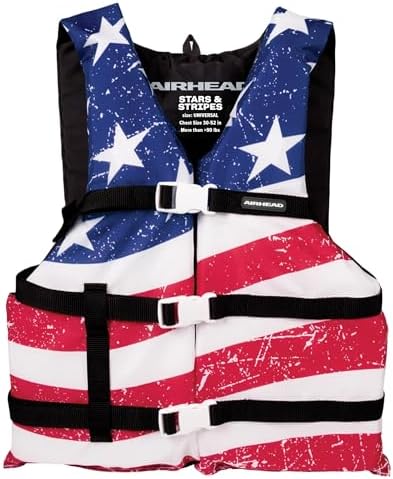 Sportstuff Stars & Stripes Life Jacket for Adults & Kids - USCG Approved Life Vest for Men, Women, Youth & Child, Open-Side Watersports Vest for Boating, Tubing & Swimming by Airhead