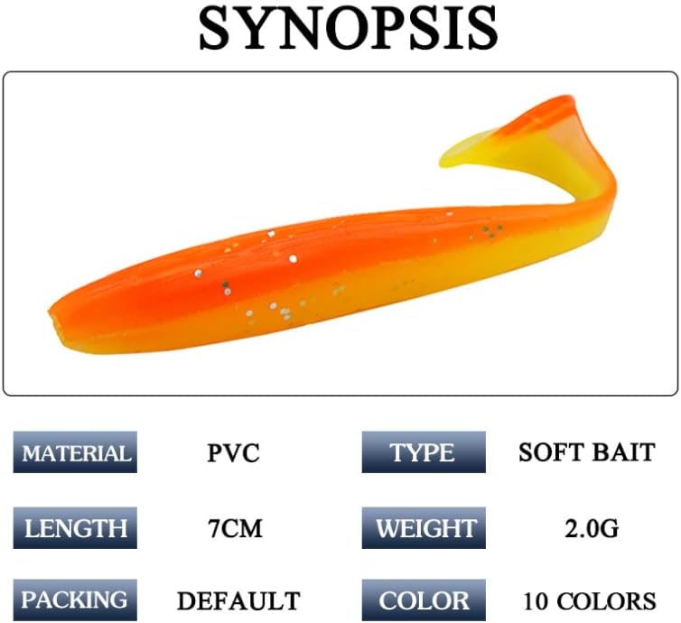 Soft Fishing Lures Set with Tackle Box, 6.5cm/8cm Paddle Tail Swimbaits, 60PCS Soft Plastic Baits with Curly Tails, Freshwater Fishing Lures for Bass, Trout, and More - Image 3