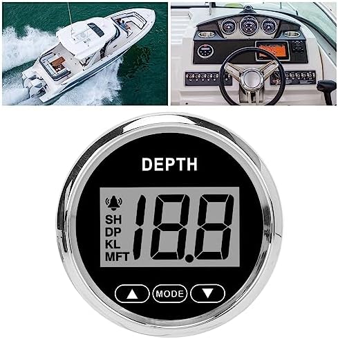 Digital Boat Depth Finder, 52mm/2in Marine Depth Gauge, Depth Sounder Dash Depth Finder Transducer with White Backlight for Yachts Boats Marine - Image 3