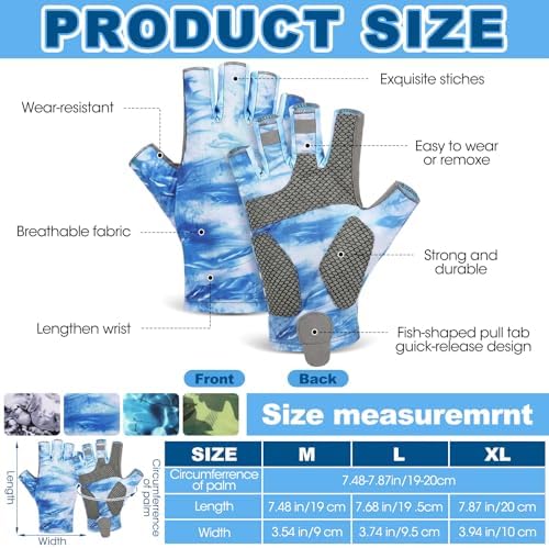 4 Pairs Fingerless Gloves Fishing Gloves, UPF 50+ Breathable, Quick-Drying Sun Protection for Men & Women Anti-Slip for Fishing, Cycling - Image 2