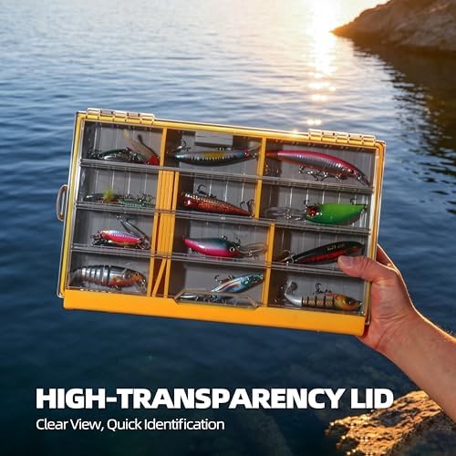 RUNCL 3700 Standard Fishing Tackle Box, Waterproof Floating Lure Storage Box with Adjustable Dividers, Clear Rust-Proof Utility Tray for Terminal Tackle, Hooks and Sinkers - Image 5