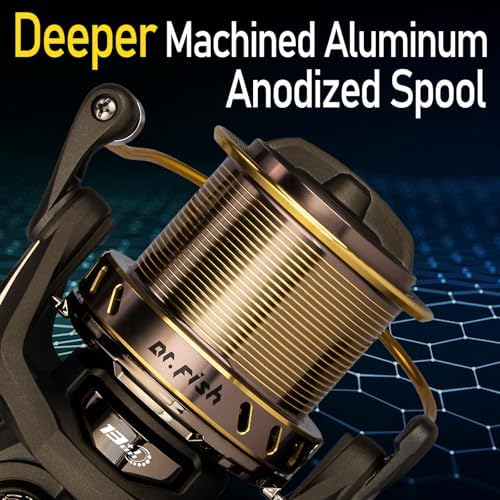 Dr.Fish Long Shot Spinning Reel, 10000/12000 Saltwater Surf Fishing Reel, 13+1 BBS, 48LB Max Drag, Ultra High Capacity, Heavy Duty Long Cast Offshore Trolling Surf Casting - Image 4