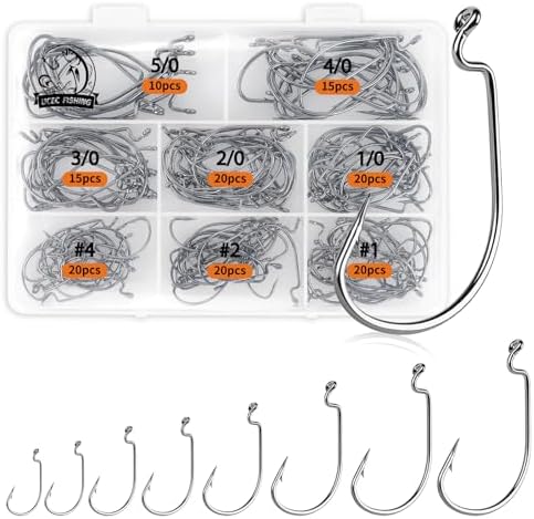 UCEC EWG Fishing Hooks, Offset Worm Hooks for Bass Fishing Hook Texas Rig by UCEC