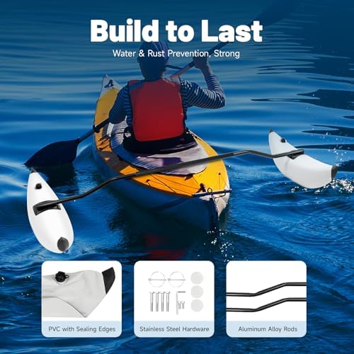 Kayak Float 2X PVC Inflatable Outrigger Kayak Float Tube Stabilizer Kit, Portable Detachable Fishing Boat Float Tube Stabilizers for Fishing Water Skiing Surfing - Image 2