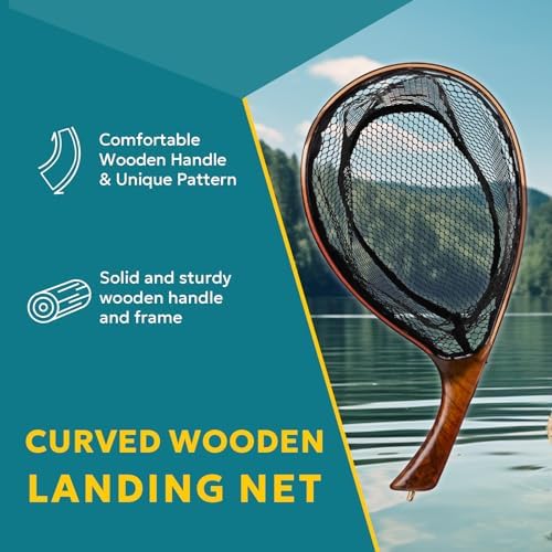 SF Fly Fishing Landing Net Soft Rubber Mesh Trout Net Catch and Release Net - Image 4