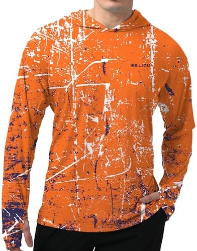 Men's UPF 50+ Sun Protection Hoodie, Long Sleeve Fishing Shirt by WELIGU