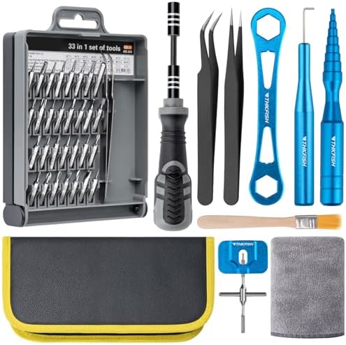 THKFISH Fishing Reel Maintenance Kit, Reel Repair Tool Kit, Fishing Reel Cleaning Set with Spool Pin Remover and 28 in 1 Screwdriver or 38 in 1 Electric Screwdriver by THKFISH