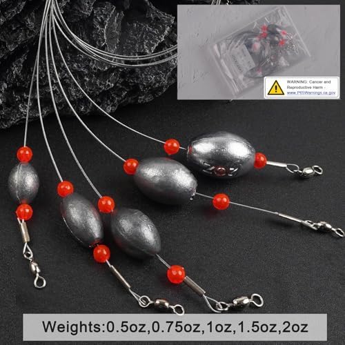 Fishing Carolina Rigs Saltwater Egg Sinker Grouper Rigs, Stainless Steel Wire Leaders, for Catfish Snapper Flounder Sea Bass Surf Fishing Bottom Rig - Image 5