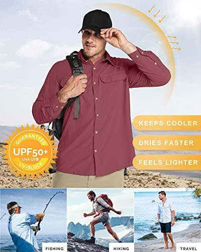 33,000ft Men's Long Sleeve Sun Protection Shirt UPF 50+ UV Quick Dry Cooling Fishing Shirts for Travel Safari Camping Hiking - Image 4