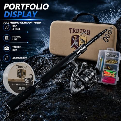 Fishing Rod and Reel Combo Kit—Telescopic Fishing Rod, Collapsible Fishing Rod, Portable Fishing Set w/Tackle Box, Lures & Bag, 4.2oz Carbon Fiber, 5.2:1 Anti-Twist Reel, Freshwater/Light Saltwater - Image 6