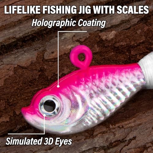 Alwonder 5-Pack Bucktail Jigs Hair Jigs Saltwater Freshwater Fishing Bucktail Lures Surf Fishing Jig Heads White Luminous Chartreuse Swimbait Jig for Bass Flounder Striper Bluefish Halibut Redfish - Image 2