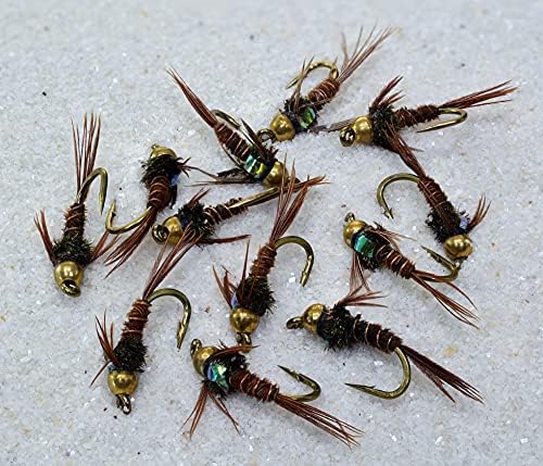 Bead Head Flash Back Pheasant Tail Mayfly Nymph Flies Tied on Mustad Signature Fly Hooks - 12 Flies - Image 3