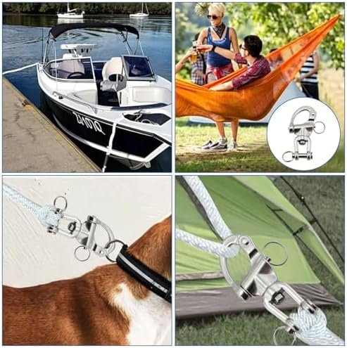316 Stainless Steel Snap Shackle with Swivel Eye, Quick Release Marine Grade Shackle for Sailing, Boat Rigging, Halyard Hardware(70mm 4pcs) - Image 7