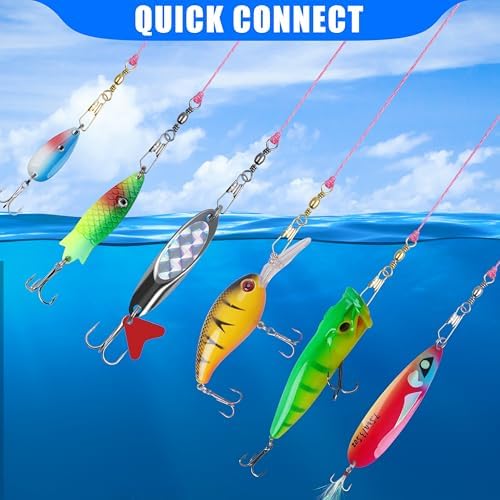 SILANON Fishing Barrel Swivels Kit, High Strength Rolling Barrel Swivels Fishing Tackle Stainless Solid Ring Brass Barrel Swivels Fishing Lure Leader Line Connectors Saltwater Freshwater - Image 5
