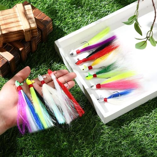 10 Pcs Bucktail Jigs Saltwater Hair Jig Fishing Lures - Image 4