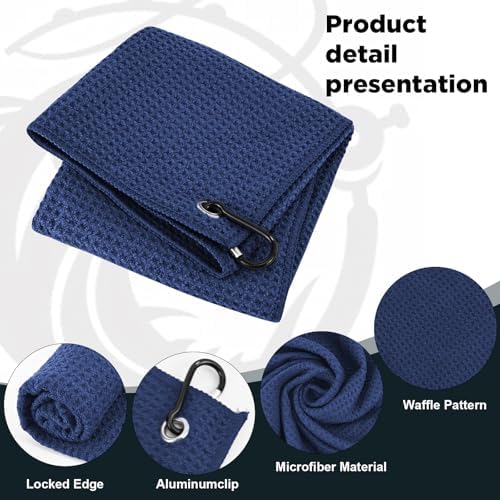 Puomue 3 Pack Microfiber Fishing Towels with Clip, 16" x 16", Waffle Pattern for Effective Cleaning of Fishing Gears or Dirty Hands, Perfect for Camping Towels and Hiking Towles (Blue, 16"x16") - Image 6