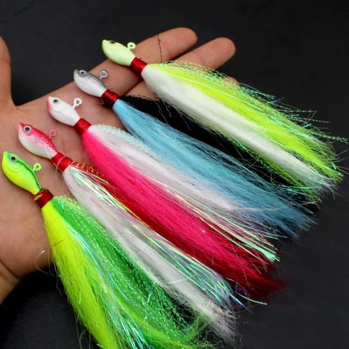 Fishing Jigs Kit Bucktail Jigs Hair Swimbait Heads Marabou Feather - Image 6