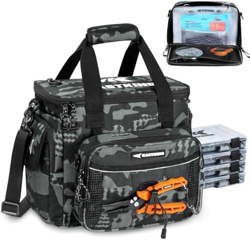 KastKing BaitSpace Tackle Bag with Removable Bait Binder, 4 Tackle Boxes by KastKing