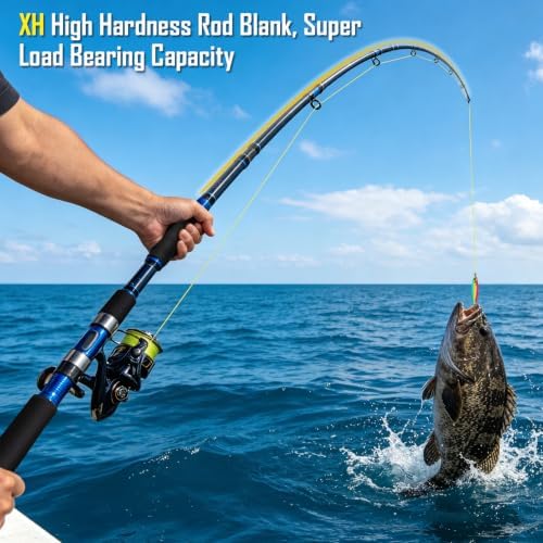 THKFISH 4 Piece/5 Piece Saltwater Travel Rod, Heavy Spinning Fishing Rod Portable Travel Surf Rod Carbon Fiber Saltwater Boat Fishing Rod 6’9”/7’9”/8’9” with Case Bag for Seawater Fish - Image 5