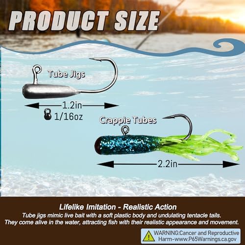 Crappie Tube Lures Jig Heads Soft Plastic Baits Worms Kit - Image 3