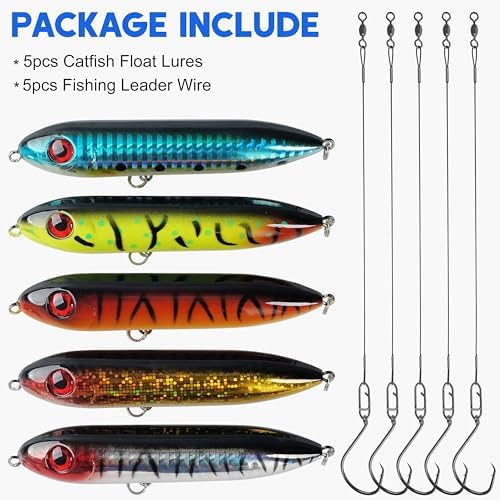 Catfish Rigs Demon Dragon Catfish Float Rigs Catfishing Rattling Line Float Lure Blank Spook Rattle Float with Circle Hooks 8/0 for Santee Cooper Rig Catfishing Tackle - Image 6
