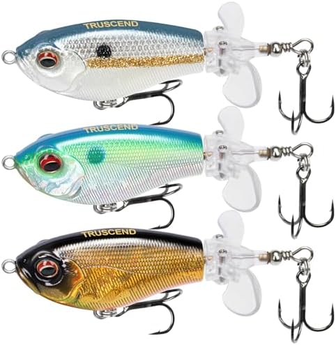 TRUSCEND Top Water Fishing Lures with BKK Hooks, Easy Catch Plopper Lure for Freshwater or Saltwater, Floating Lures for Bass, Pike, Catfish, Surface Wobble PoPobait Bass Baits Fishing Gifts for Men by TRUSCEND