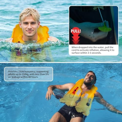Owntop Inflatable Swim Vest Manual, Soft Padded Neckline, Secure Reflective Tapes, 24g CO2 Cartridge Included, Lightweight for Kayak, Fishing, Paddle Sports - Image 4