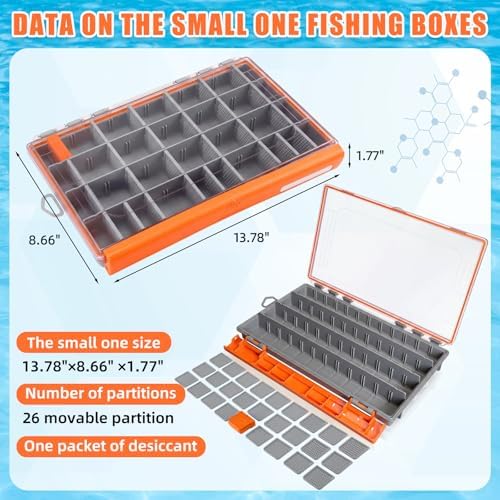 Junkin 6 Pack 3700 Fishing Tackle Boxes Waterproof, Large Orange Lure Organizer Trays with Custom Dividers, Airtight Tackle Storage Case for Saltwater Baits, Swimbaits & Boat Bag Accessories - Image 2